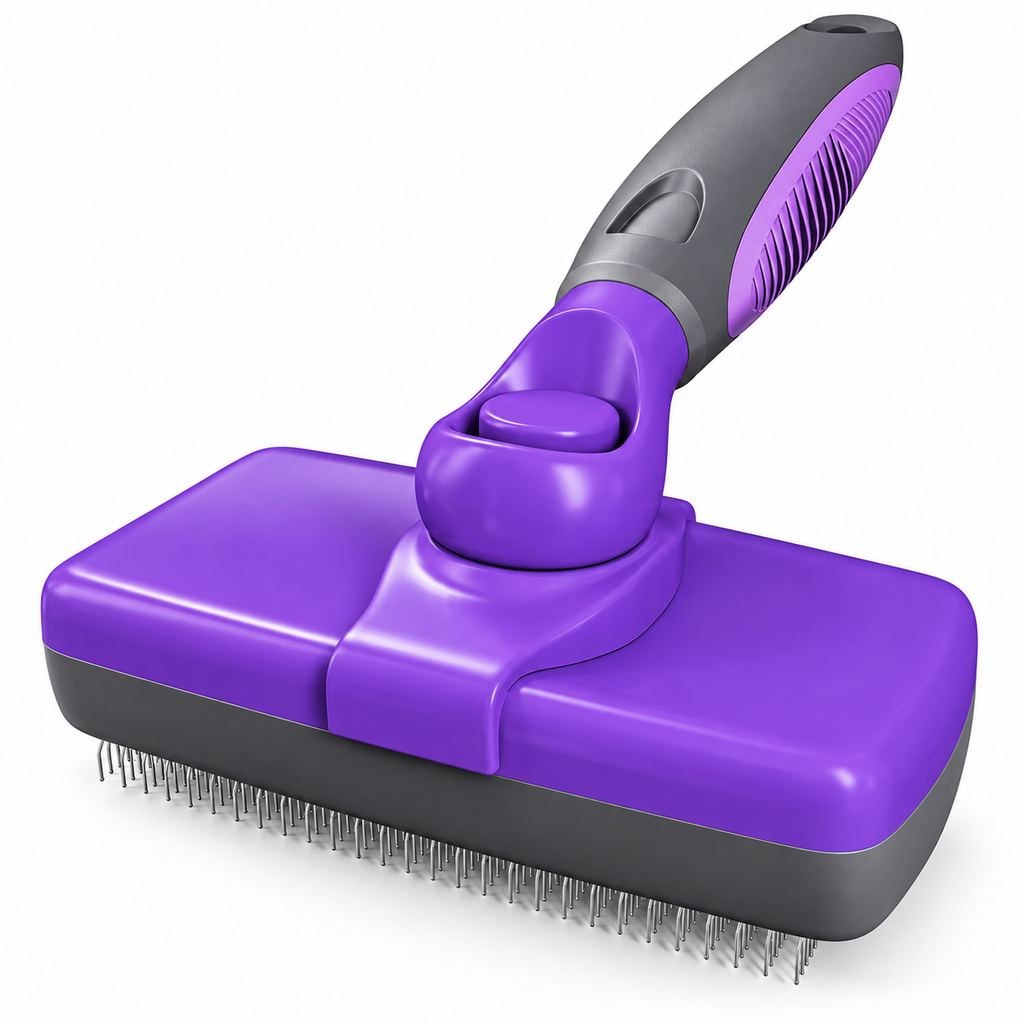 Self-Cleaning Slicker Brush for Dogs & Cats – One-Click Fur Removal